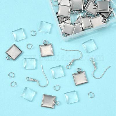 Наборы для самостоятельного изготовления квадратных сережек-подвесок DIY-FS0009-17-1
