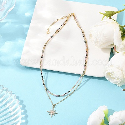 Подвеска в форме звезды из латуни с микропаве из кубического циркония NJEW-JN05467-1