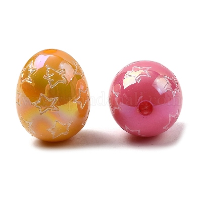 Непрозрачные акриловые бусины с УФ-покрытием OACR-H054-08-1