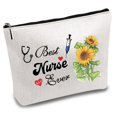 Wholesale CREATCABIN Best Nurse Ever Canvas Makeup Bags Cosmetic Bag  Multi-Purpose Pen Case with Zipper Travel Toiletry Bag for Keys Headset  Lipstick Card Women Girls Pencil Case Gift Thanksgiving 10 x 7inch 