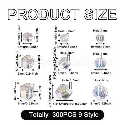 300шт 9 стильные гальванические стеклянные бусины нити EGLA-BY0001-01-1