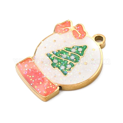 Рождественские эмалевые подвески из нержавеющей стали 304 STAS-B112-02G-01-1