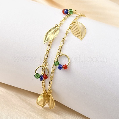 Многорядные браслеты из латунных овальных звеньев BJEW-U040-01G-1