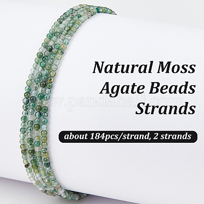 2 нити натуральных бусин из мохового агата G-OC0005-64-1