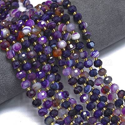 Natürlich gefärbte violette Achatperlenstränge&nbsp;G-K389-E35-01-1
