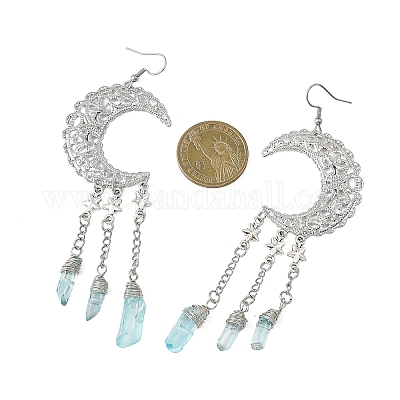 2 пара серег-подвесок из натурального лунного кварца EJEW-JE06765-1