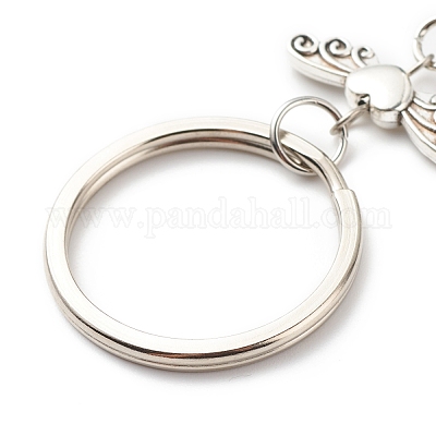 Пуля из натуральных смешанных драгоценных камней и сплавов сердце с брелками в виде крыльев KEYC-JKC00361-1