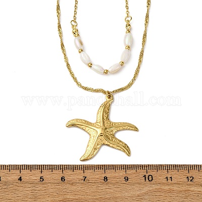 Двухслойные подвески-звезды из нержавеющей стали 304 NJEW-L465-04G-1