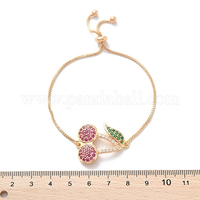 Браслеты-слайдеры из вишневой латуни с микропаве из кубических цирконий KK-R217-54G-1