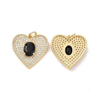 Сердце латунные микро проложить кубического циркония подвески KK-G435-02G-02-1
