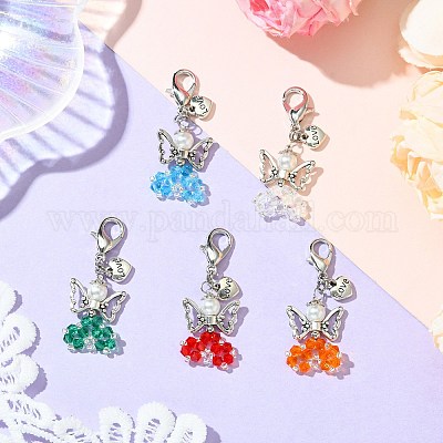 Подвесные украшения в виде крыльев ангела из стекла и сплава HJEW-MZ00134-1