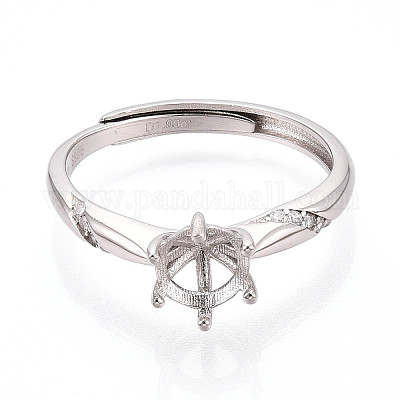 Позолоченное родием 925 стерлинговое серебро с микропаве из кубических цирконий помолвочное кольцо-солитер STER-N016-72P-1