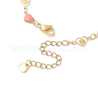 Браслеты из нержавеющей стали 304 с сердечками и эмалью BJEW-JB11497-1