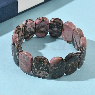 Браслеты из натуральных бусин родонита для женщин и мужчин BJEW-I323-02F-1