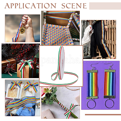 Лента в полоску из трехцветного полиэстера длиной 50 ярд. OCOR-WH0078-199A-1