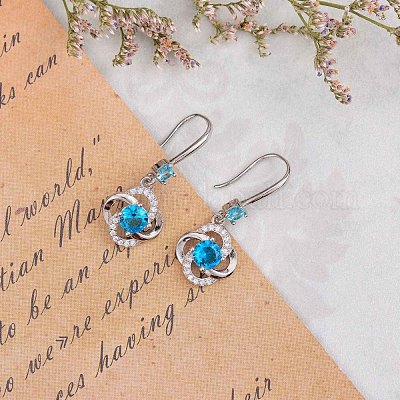 Серьга-подвеска с кубическим цирконием JE910A-1