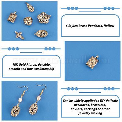 12шт 6 латунные подвески KK-PH0002-61-1