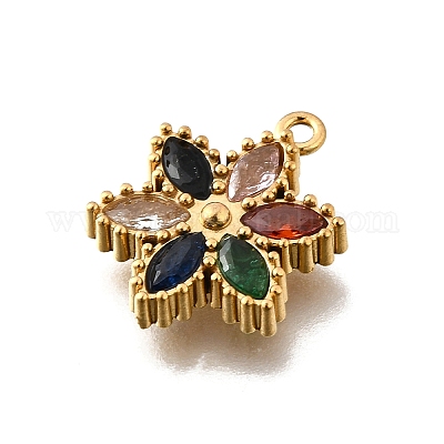 Подвески-шармы из нержавеющей стали 304 с микропаве из кубического циркония STAS-K256-27G-01-1