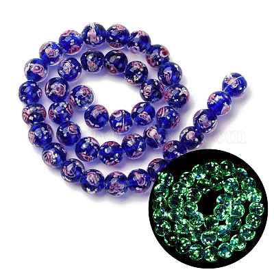 Светящиеся бусины ручной работы из искусственного песка в технике лэмпворк LAMP-B028-03N-10mm-1