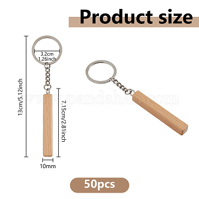 Брелки из сплава дерева&nbsp;KEYC-WH0053-014P-1