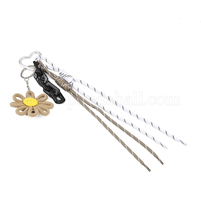 Подвесные украшения ручной работы из полиэстерового шнура и цветочных нитей HJEW-JM04422-02-1