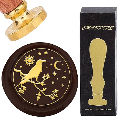 Латунная восковая печать с деревянной ручкой AJEW-WH0412-0290-1