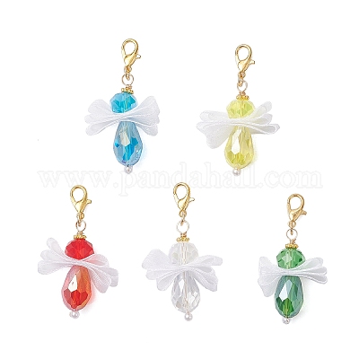 5 шт. подвесные украшения в виде ангела из стекла и акрила HJEW-JM04180-04-1
