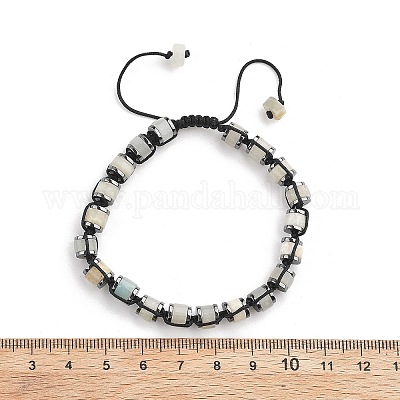 Регулируемые браслеты из плетеных бусин из натурального цветка амазонита и немагнитного синтетического гематита BJEW-Z090-01G-1