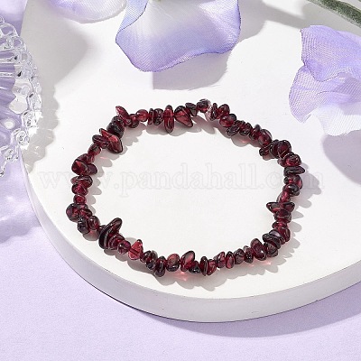 Детские браслеты из бусин из натурального граната BJEW-JB10611-02-1