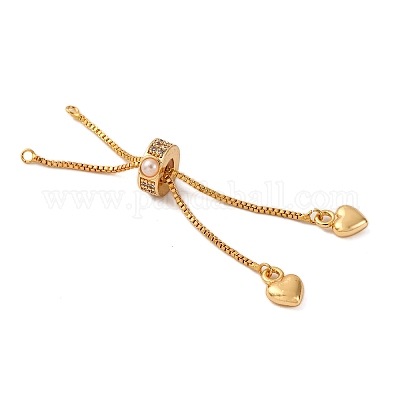 Изготовление браслета-слайдера из латунной цепочки с кубическим цирконием и искусственным жемчугом KK-A214-33G-1