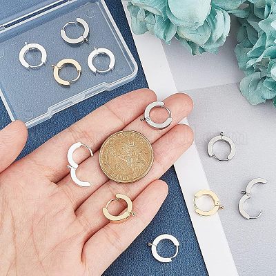 12 шт. 3 цвета фурнитура для сережек-колец из нержавеющей стали 304 STAS-UN0023-05-1