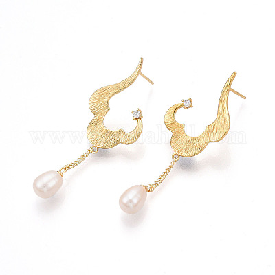 Серьги-гвоздики из циркония EJEW-N056-01G-1