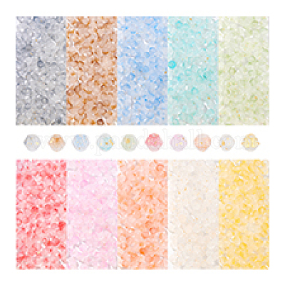 10 пакетик 10-х цветных биконусных прозрачных стеклянных бусин GLAA-PH0004-15-1