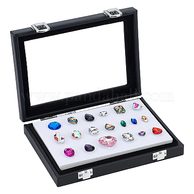 Витрины для ювелирных изделий из черной искусственной кожи CON-WH0085-134A-1