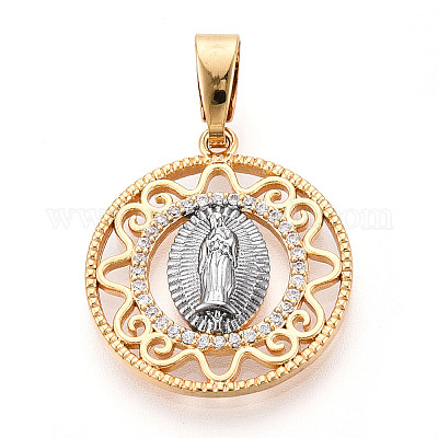 Латунные микропаве прозрачные подвески с фианитом KK-N268-29G-1