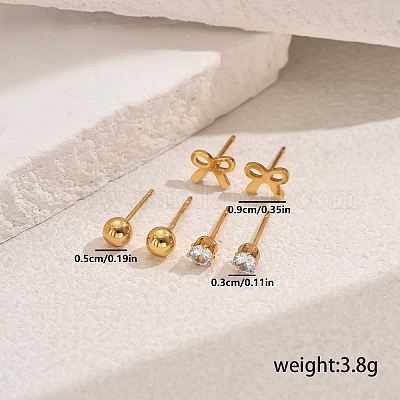 Элегантные комплекты серег-гвоздиков с бантом из нержавеющей стали 201 BX1119-2-1