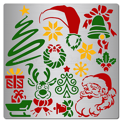 Wholesale GORGECRAFT 6.3 Inch Christmas Themed Metal Stencil