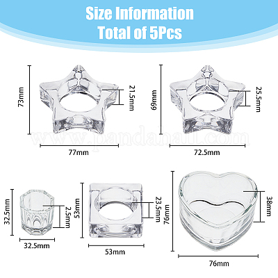 5шт. 5-х стилистический стеклянный подсвечник для чайной свечи AJEW-FG0003-37-1