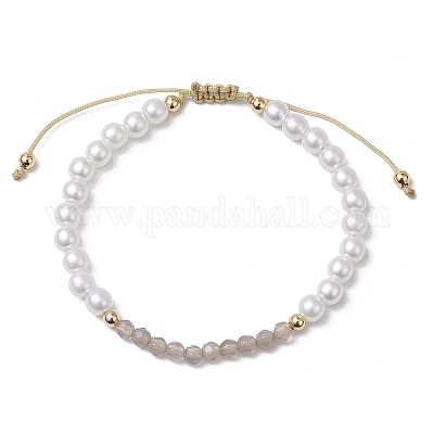 3шт. Браслеты из плетеных бусин из натурального агата BJEW-JB11668-1