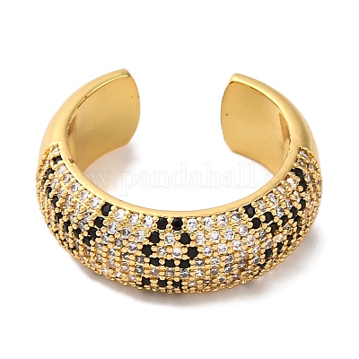 Открытые манжеты из латуни с цирконием для женщин RJEW-S242-05G-1