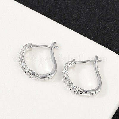 Серьги-кольца из латуни с прозрачным фианитом EJEW-Q016-15P-1