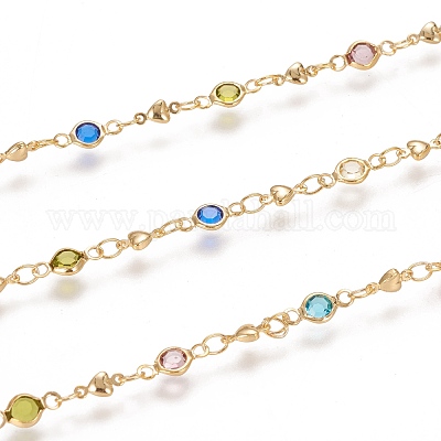 Латунные цепочки с сердечками ручной работы CHC-I034-05G-1