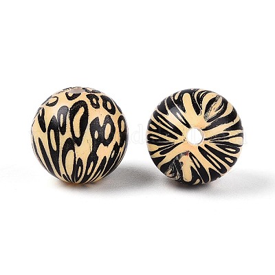 Круглые бусины из АБС-пластика с леопардовым принтом&nbsp;SACR-T017-75A-01-1
