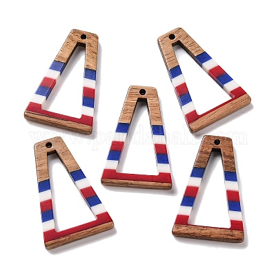 Подвески из непрозрачной полосатой смолы и орехового дерева в честь Дня независимости RESI-U010-02K-1