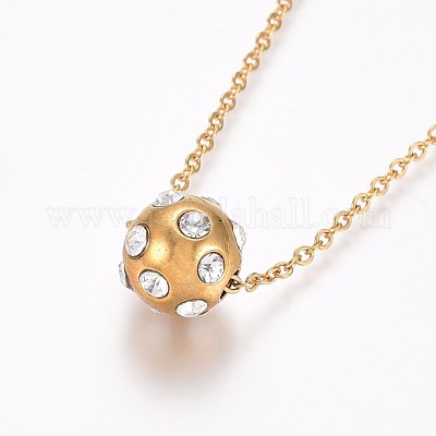 Ожерелья с подвесками из нержавеющей стали 304 со стразами NJEW-F275-37G-1