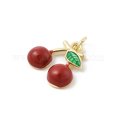 Латунные подвески с красной эмалью KK-U047-16G-1