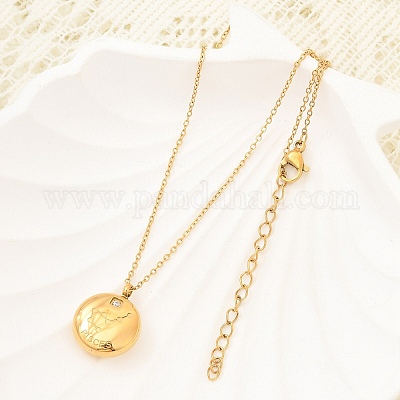 Ожерелья с подвесками в виде созвездий из нержавеющей стали 304 с прозрачным кубическим цирконием NJEW-R021-02G-06-1