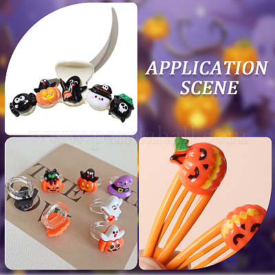 24 шт. 14 стиля Хэллоуин непрозрачные смоляные кабошоны RESI-SC0003-30-1