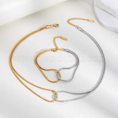 Браслеты и ожерелья из нержавеющей стали в виде змеиных цепочек для женщин NW5875-1-1
