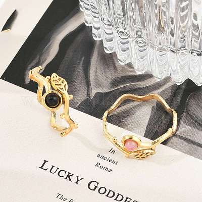 Открытые манжетные кольца из нержавеющей стали 304 RJEW-Z078-05G-1